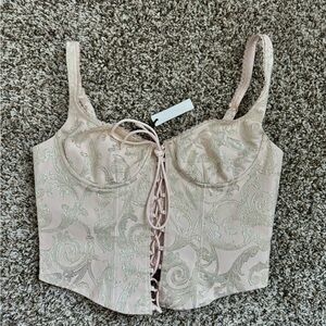Rumored Pink Lace-Up Corset Top